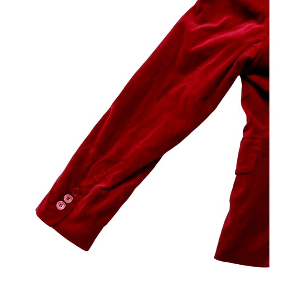 Valerie Stevens Petite 8P Jacket Red Velour Padded Shoulders Faux Pockets - Picture 5 of 9